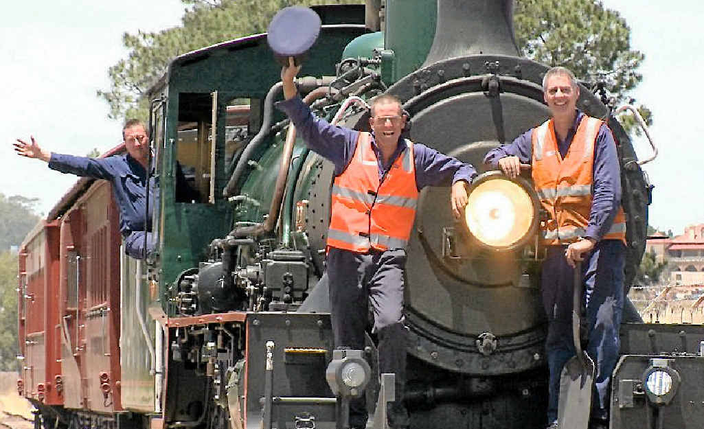 POWER: Drivers John Broderick, Paul Ryan and Chris Halliday onboard the 1079 steam engine. POWER: Drivers John Broderick, Paul Ryan and Chris Halliday onboard the 1079 steam engine.